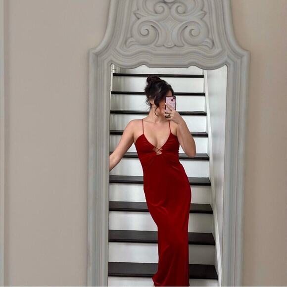 NWT Free People Red Velvet Maxi Dress Size Small - Picture 1 of 7